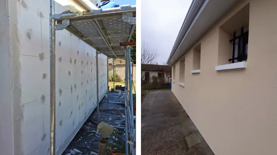 Isolation thermique exterieure et finition en enduit