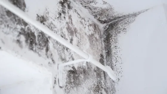 Traces d humidite dans un angle de mur